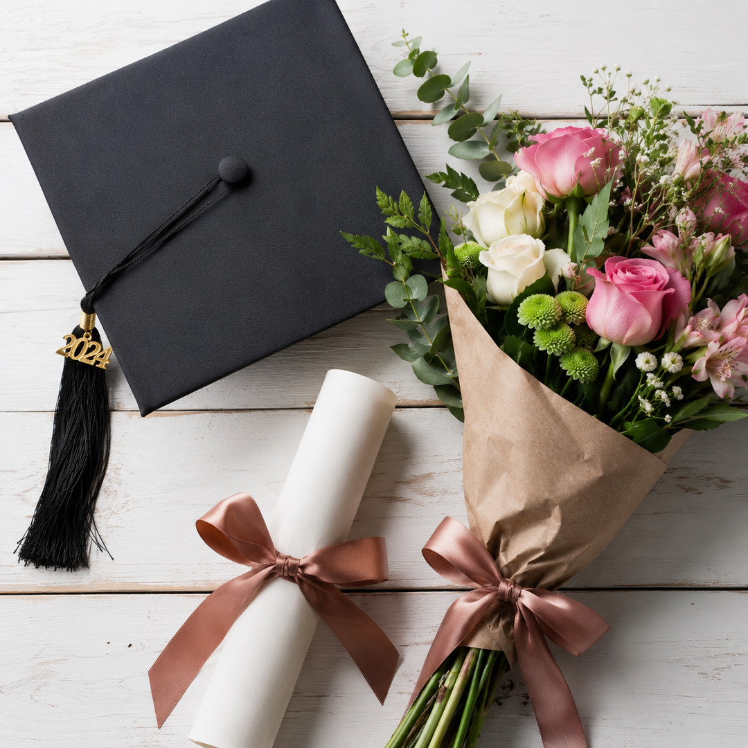 Bright graduation flower bouquet for pick-up in Miranda and delivery across Sydney