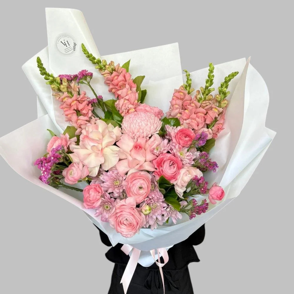 Pretty in Pink classic bouquet of light pink flowers