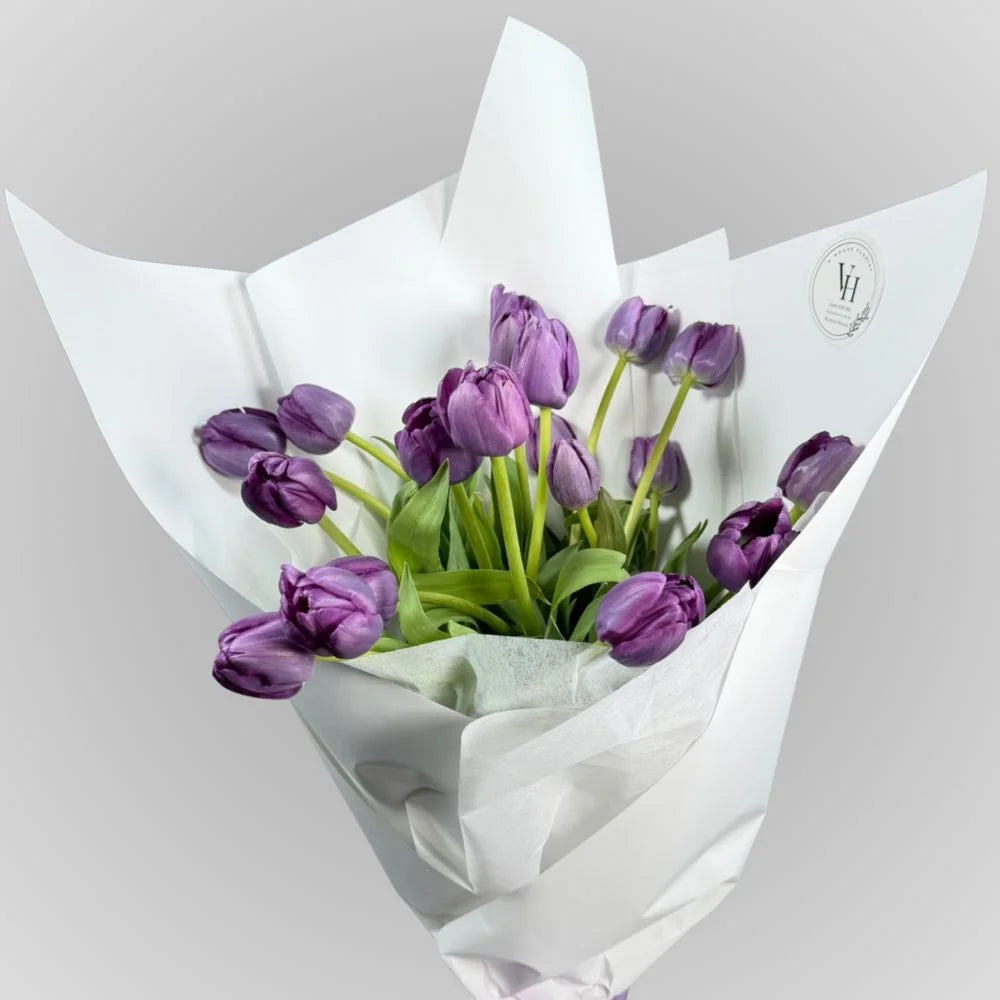 Purple tulip flower bouquet 20 stems