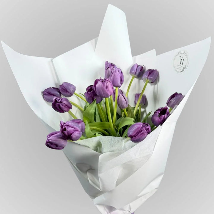 Purple tulip flower bouquet 20 stems