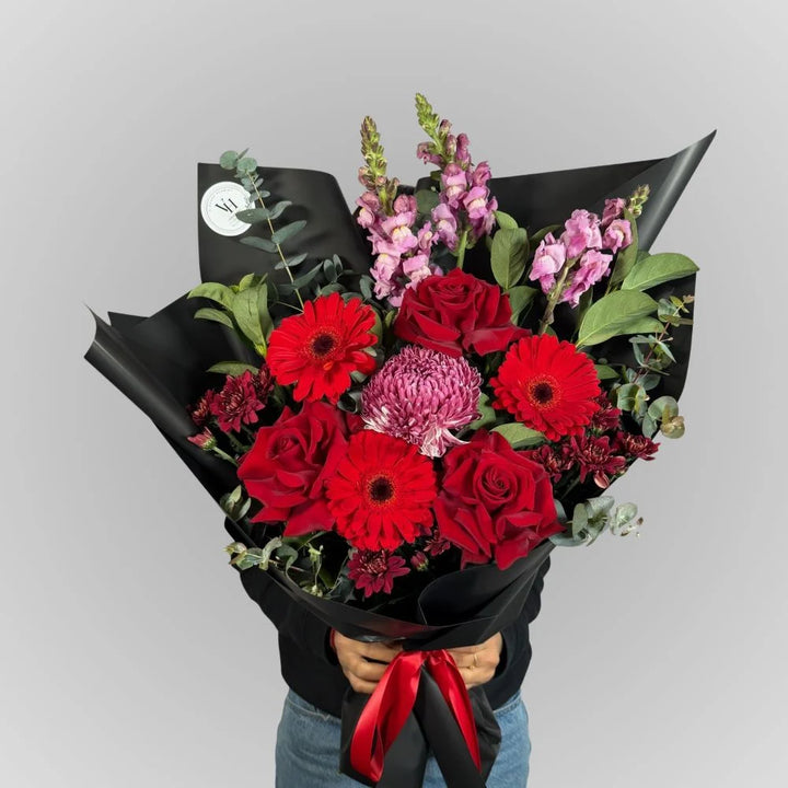 Heart &amp; Soul Classic red flower arrangement with seasonal blooms by Vhouse Florist Miranda