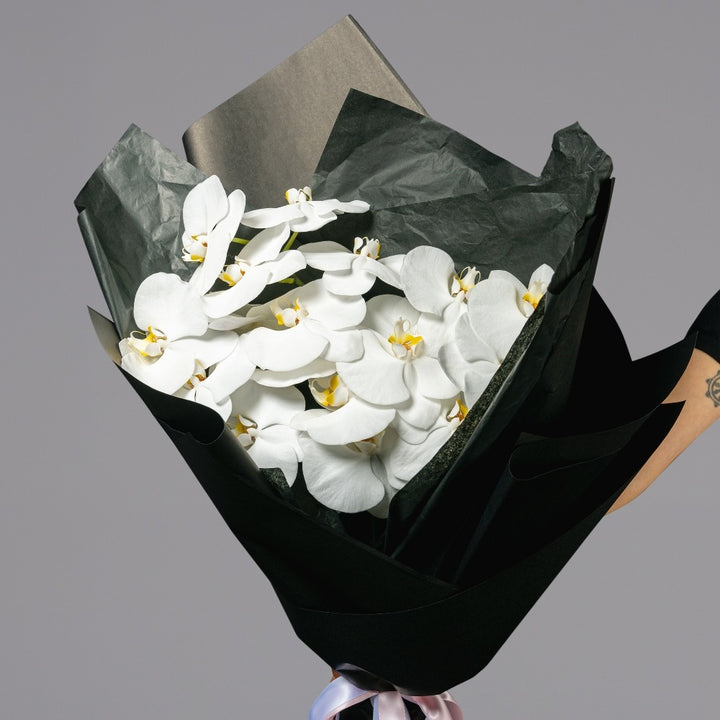 3 stem bouquet of White Orchids