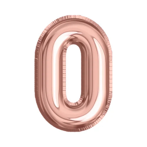 Rose gold number 0 foil balloon for birthday and celebration party decorations available at Vhouse Florist Sydney