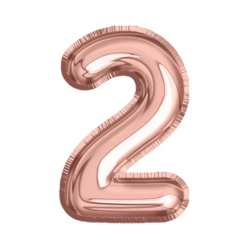 Rose gold number 2 foil balloon for birthday and celebration party decorations available at Vhouse Florist Sydney