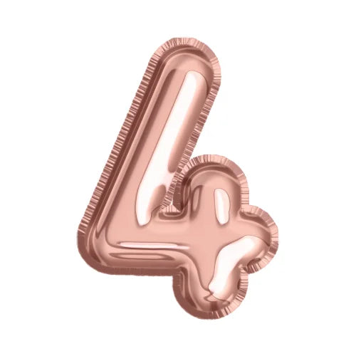 Rose gold number 4 foil balloon for birthday and celebration party decorations available at Vhouse Florist Sydney