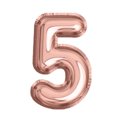 Rose gold number 5 foil balloon for birthday and celebration party decorations available at Vhouse Florist Sydney