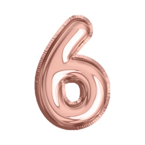 Rose gold number 6 foil balloon for birthday and celebration party decorations available at Vhouse Florist Sydney