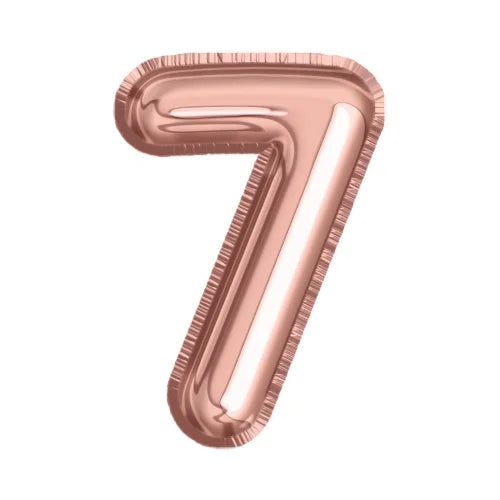 Rose gold number 7 foil balloon for birthday and celebration party decorations available at Vhouse Florist Sydney