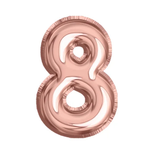 Rose gold number 8 foil balloon for birthday and celebration party decorations available at Vhouse Florist Sydney