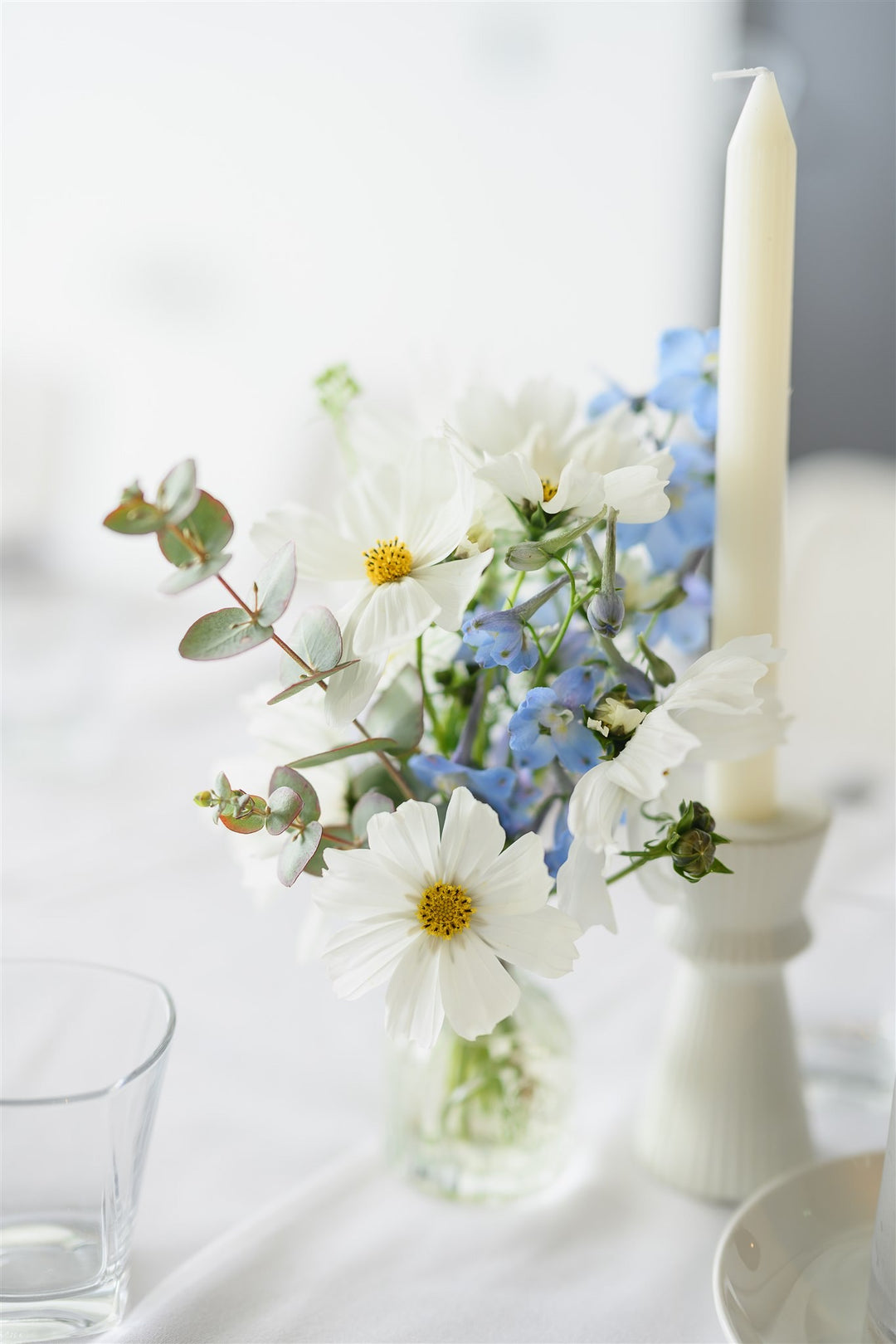 Christening flower vase with candle